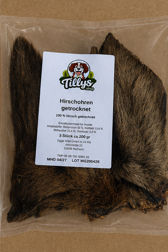 Hirschohren getrocknet für Hunde - Natürlicher Wild-Kausnack mit Biss