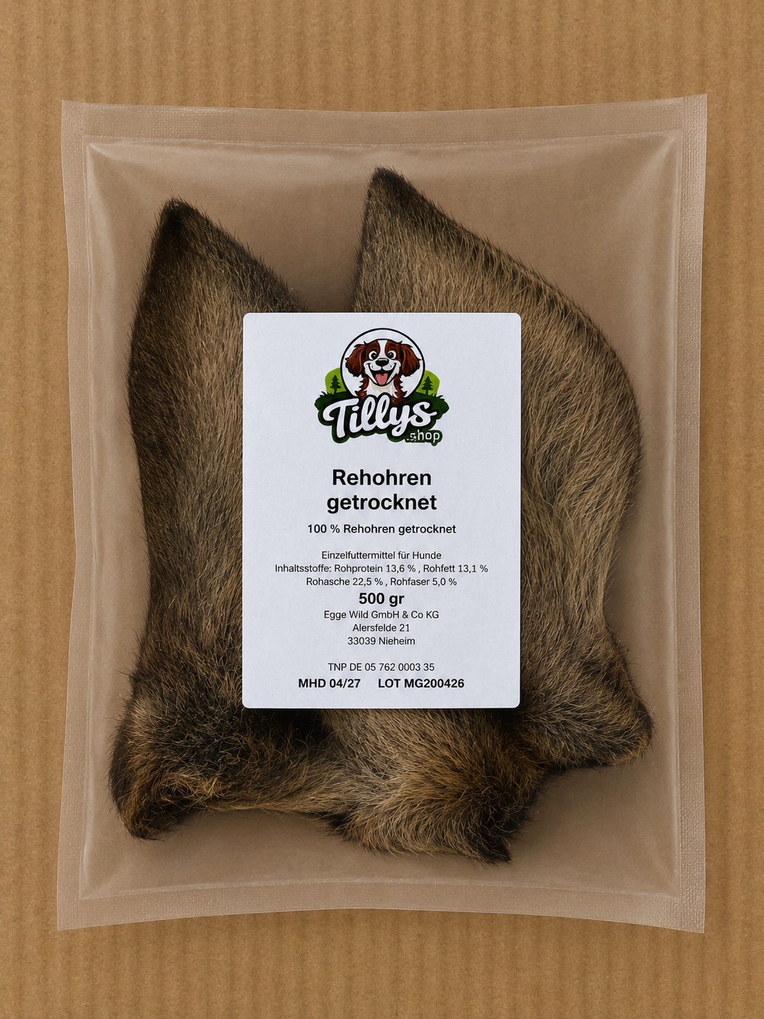 Rehohr getrocknet für Hunde - Knuspriger Wild-Kausnack aus 100% Reh