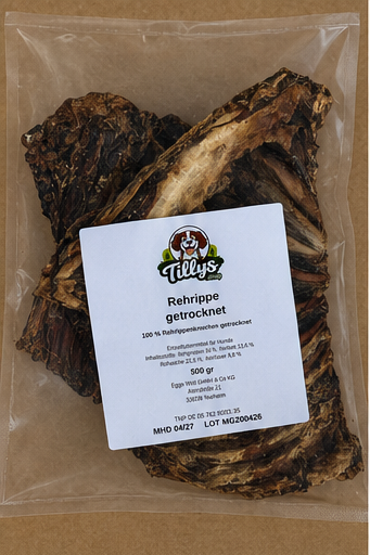 Rehrippe getrocknet für Hunde - Natürlicher Kauspaß vom Wild