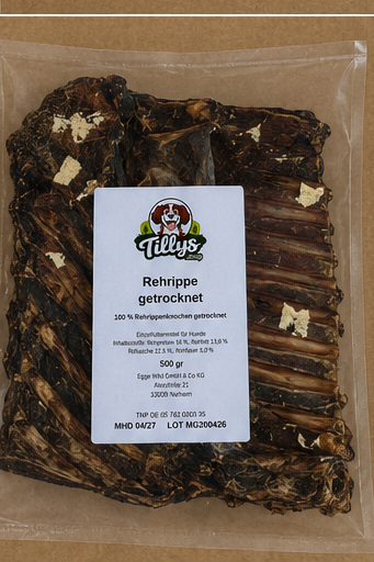 Rehrippe getrocknet für Hunde - Natürlicher Kauspaß vom Wild